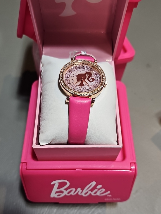Barbie Accessories - Barbie Gem Silhouette Quartz Analog Pink Womens Watch With Gift Box
